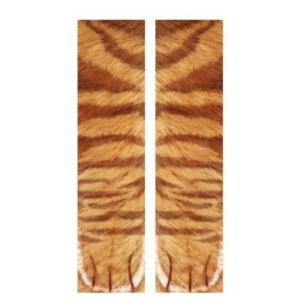 Unisex animal Claw Hoof pattern Sock 3D Printed Cotton Paw Adult Socks dog tiger cat Animal Foot Socks: tabby cat / For Kids