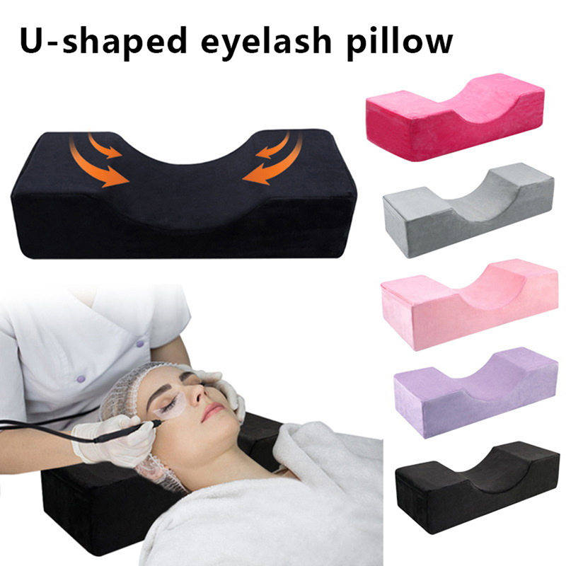 Almohada de espuma viscoelástica para el cuello, cojín suave para Injerto de pestañas, extensión de pestañas con bolsillo, salón de maquillaje