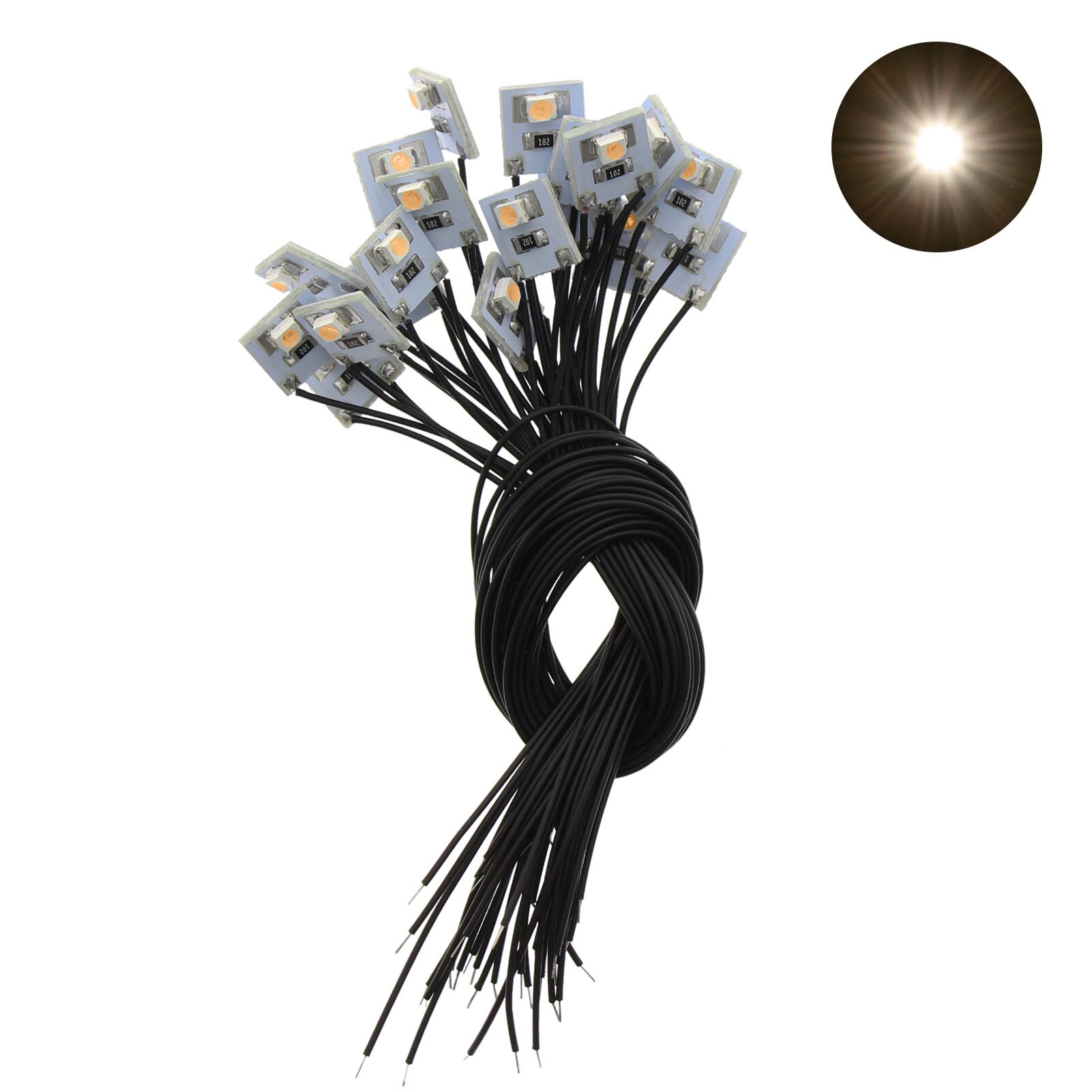 DD00 20 Stuks Pre Bedrade Smd Led 3528 Led Lamp Licht Set 12V Rood Geel Groen Blauw Paars Warm wit Koel Wit: Warm White