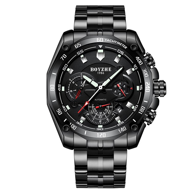 Boyzhe Top Luxe Modemerk Automatische Mechanische Horloge Mannen Roestvrij Staal Horloges Relogio Masculino Mannen Sport Horloges: Type 1