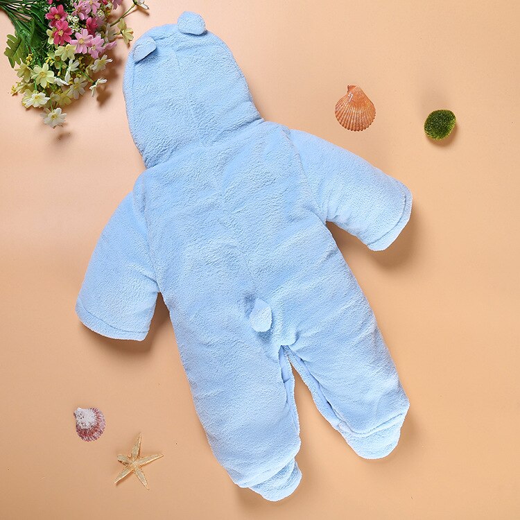 Fall Winter Spring Coral Fleece Baby Velvet Bunny Puppy Newborn Infant Toddler Hood Footies Climbing Jumpsuit Girls Boys Clothes