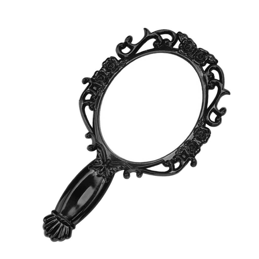 1 Piece White/Black Hand Held Mirror, Round Makeup Hair Dressing Mirror for Home Salon Use