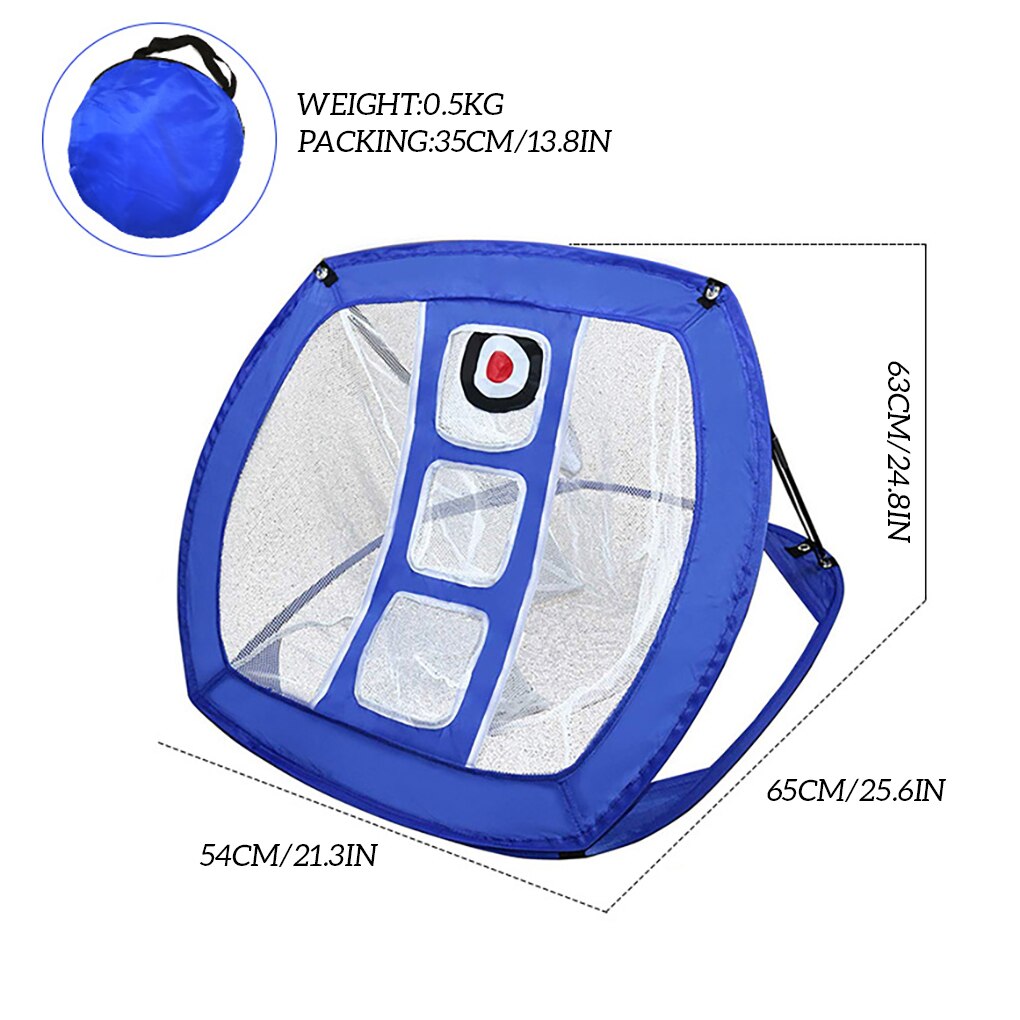 Golf Chipping Net Portable Folding Swing Practice Hitting Mesh for Indoor Outdoor with Storage Bag, Blue