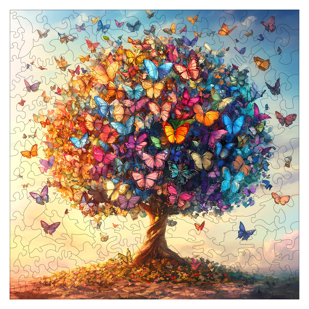 Colorful Butterfly Tree Adult Puzzle | Tree of Life with Butterfly– Unique Spring Flower Art Theme for Stunning Home