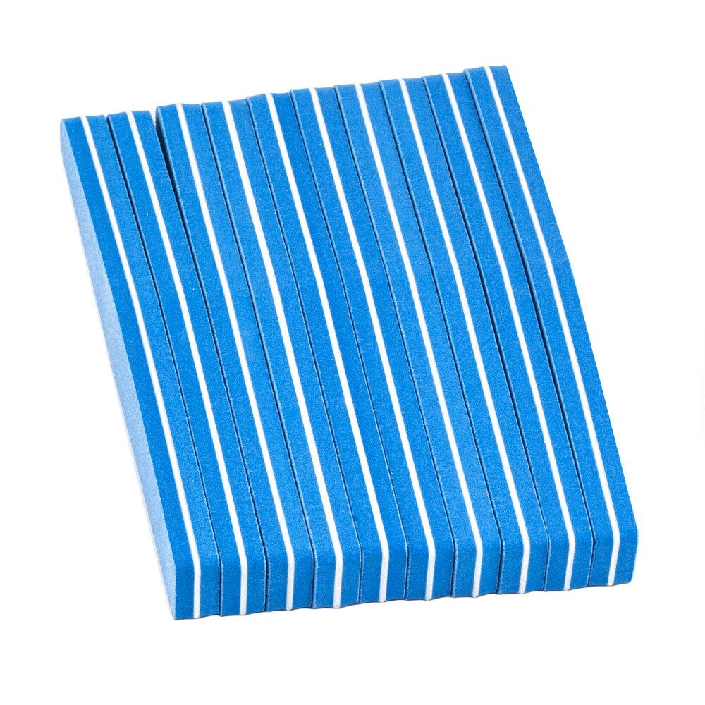 10 Stks/partij Nail File Buffer 100 /180 Grit Tweezijdige Nagelvijlen Set Wasbare Pedicure Manicure Tool Nail Gel polijsten Remover: NF1001 10pcs Blue
