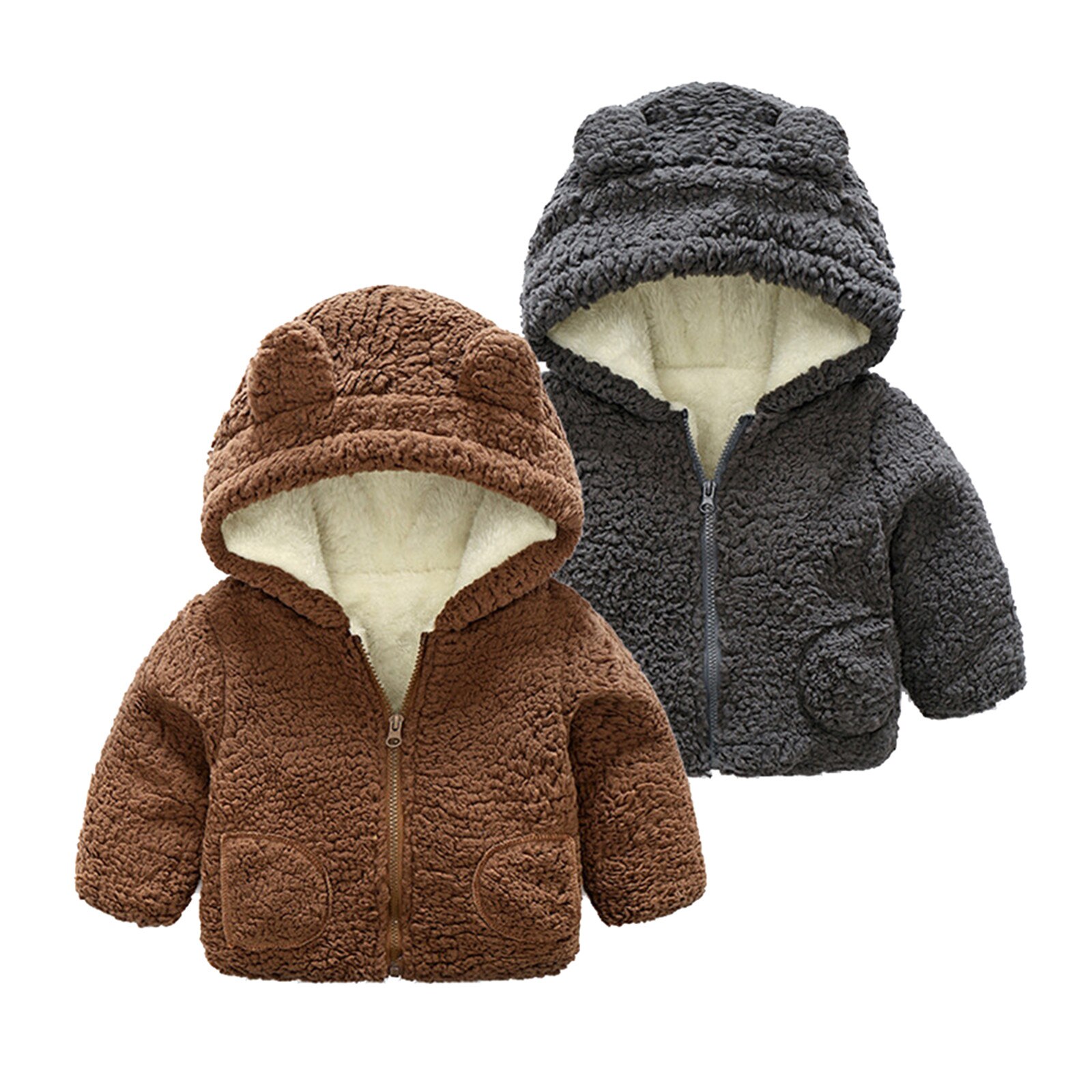 Winter Solide Baby Verdicken Mit Kapuze Mantel Kleinkind Baby Jungen Mädchen Fleece Winddicht Winter Mantel Verdicken Warme Outwear Roupas De Baby