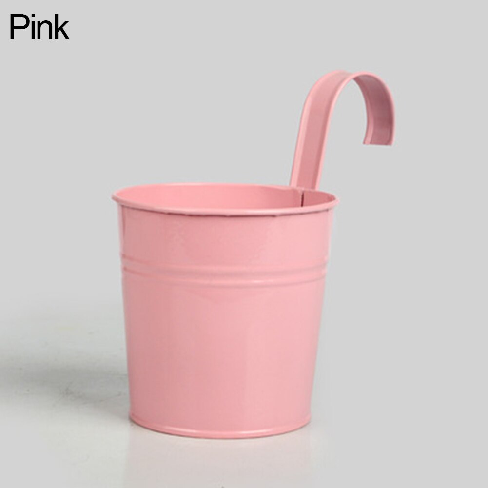 Maceta colgante de Metal para jardín y balcón, maceta de hierro para decoración del hogar, soporte para plantas: Rosa
