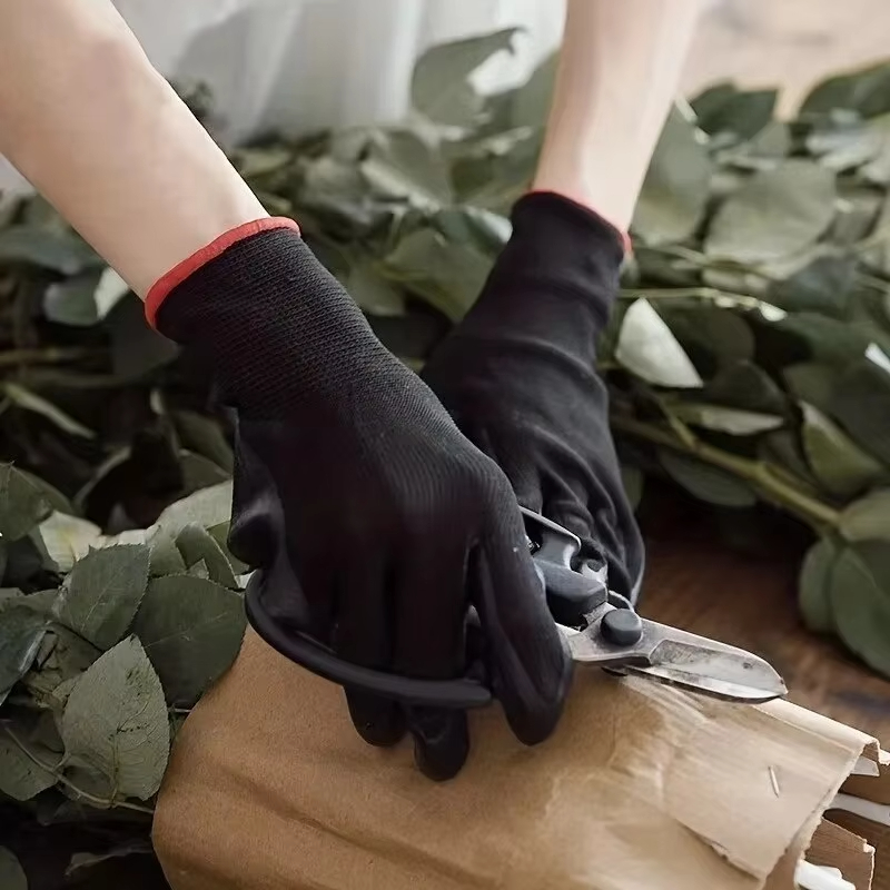 10 pares de guantes de trabajo con revestimiento de seguridad, protección de manos, guantes antideslizantes de nailon PU a prueba de polvo para carpinteros, guantes recubiertos de palma para trabajo en jardín