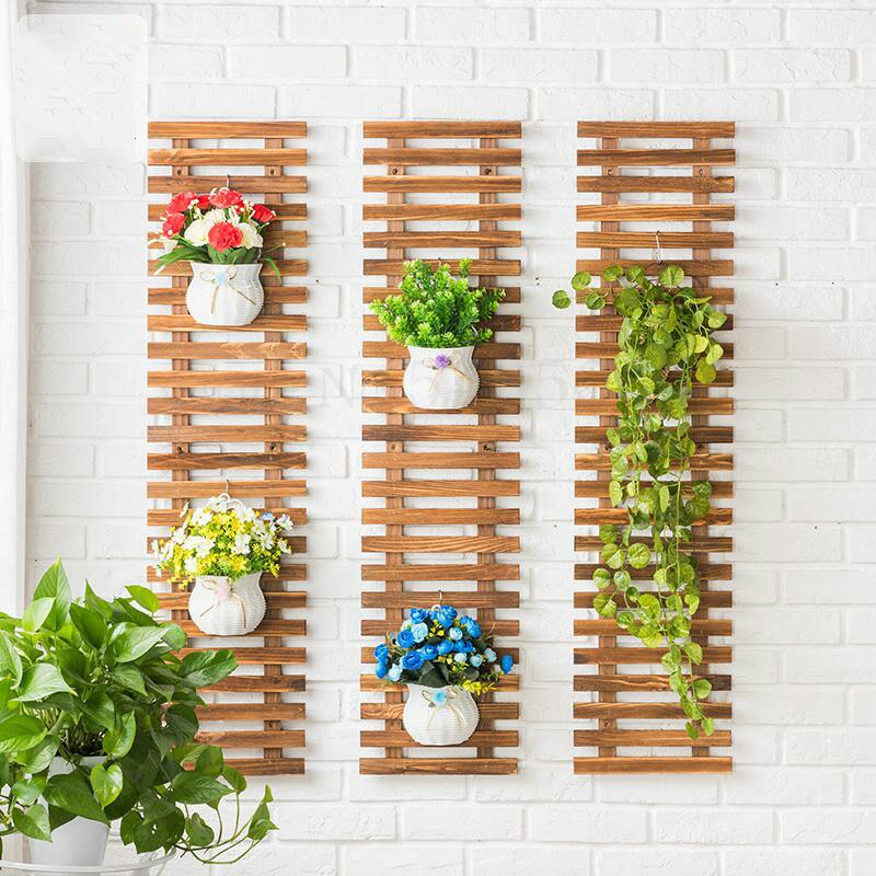 Solid Wood Flower Stand Wall Decoration European Style Living Room Wall Hanging Wall Plant Shelf Decorative