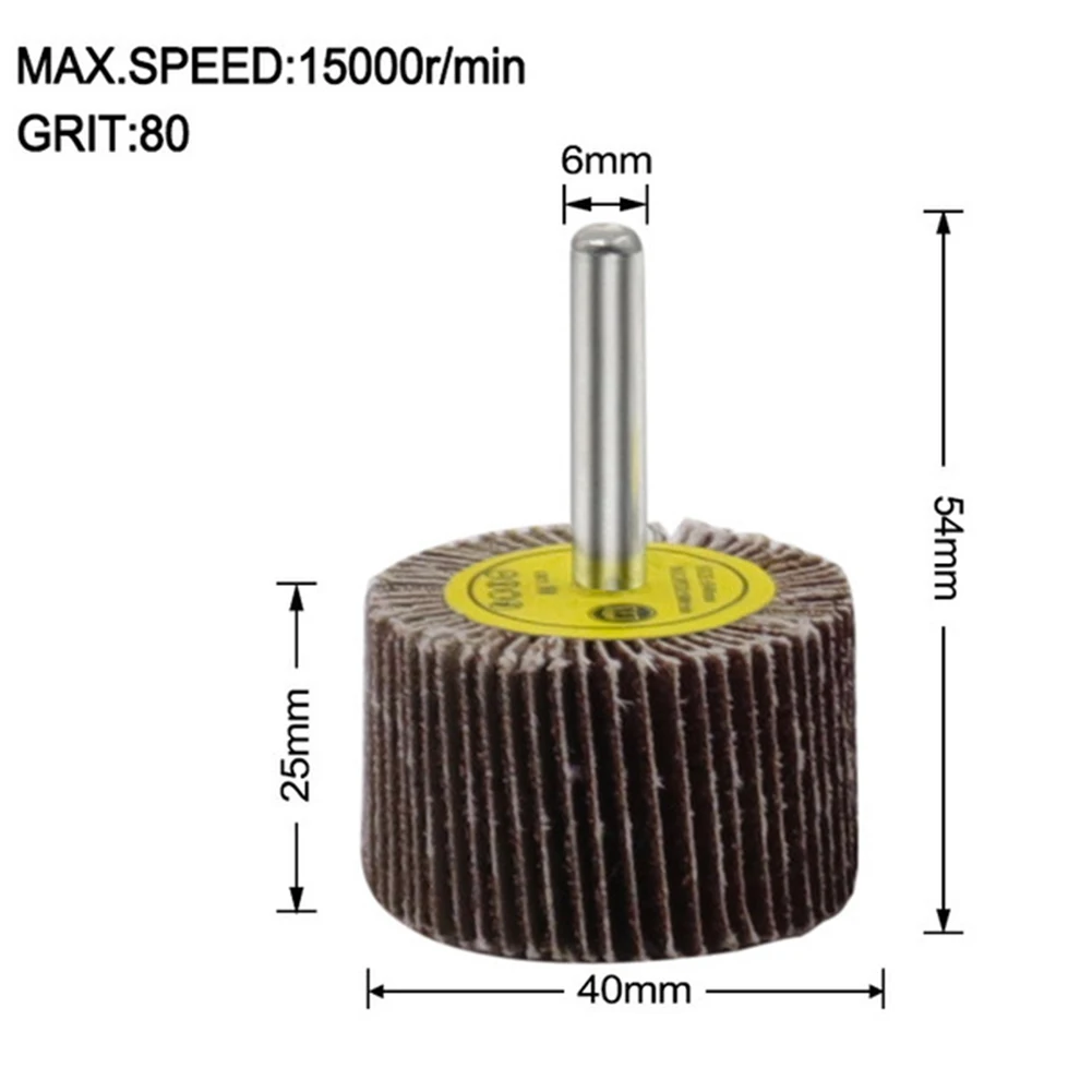 Ruedas de pulido con solapa de lijado, disco de lijado, papel de lija, vástago de 6mm, cabezal de muela abrasiva de grano 80 para herramienta rotativa, 1 ud.: Rojo