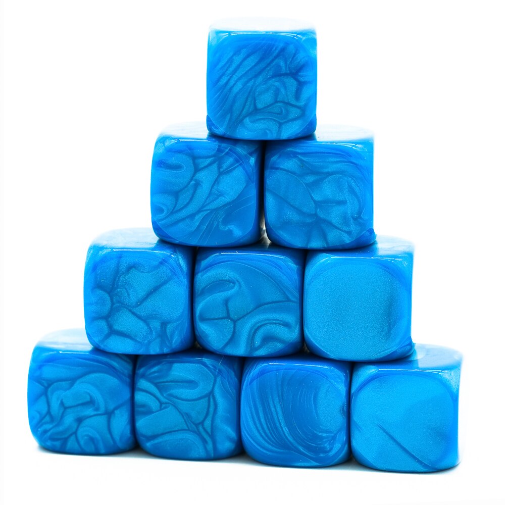 10 pièces dés vierges 16mm dés Standard 6 dés pour jeux de société bricolage dés Cubes d'enseignement: Blue