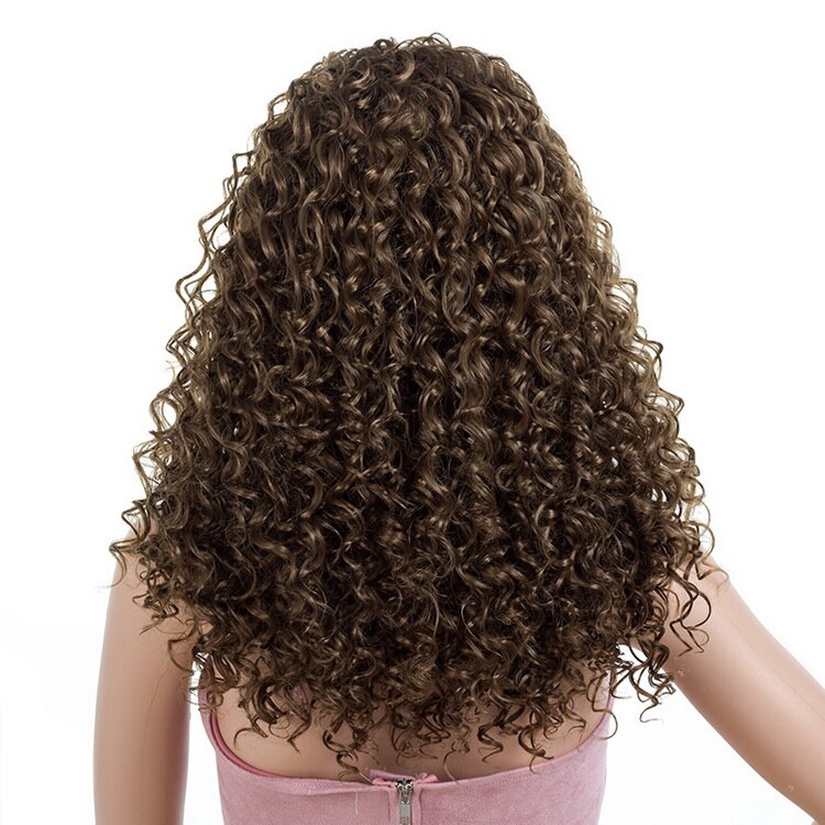 Yiyaobess 20 pulgadas marrón negro rojo Ombre pelo sintético medio largo Afro rizado peluca afroamericana pelucas para mujeres: black browm ombre