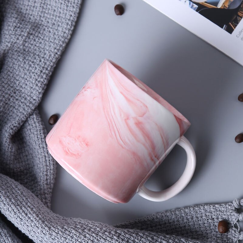 400ml marmor keramiska muggar rese kaffemugg mjölk tekoppar herr och fru muggar rosa grå frukost heminredning: B