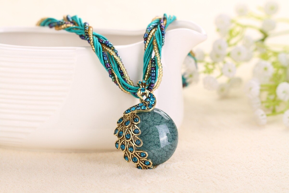 Aankomst Legering Pauw Accessoires Multi Color Ketting Bohemen Persoonlijkheid Overdrijving Ketting: Kong Lan