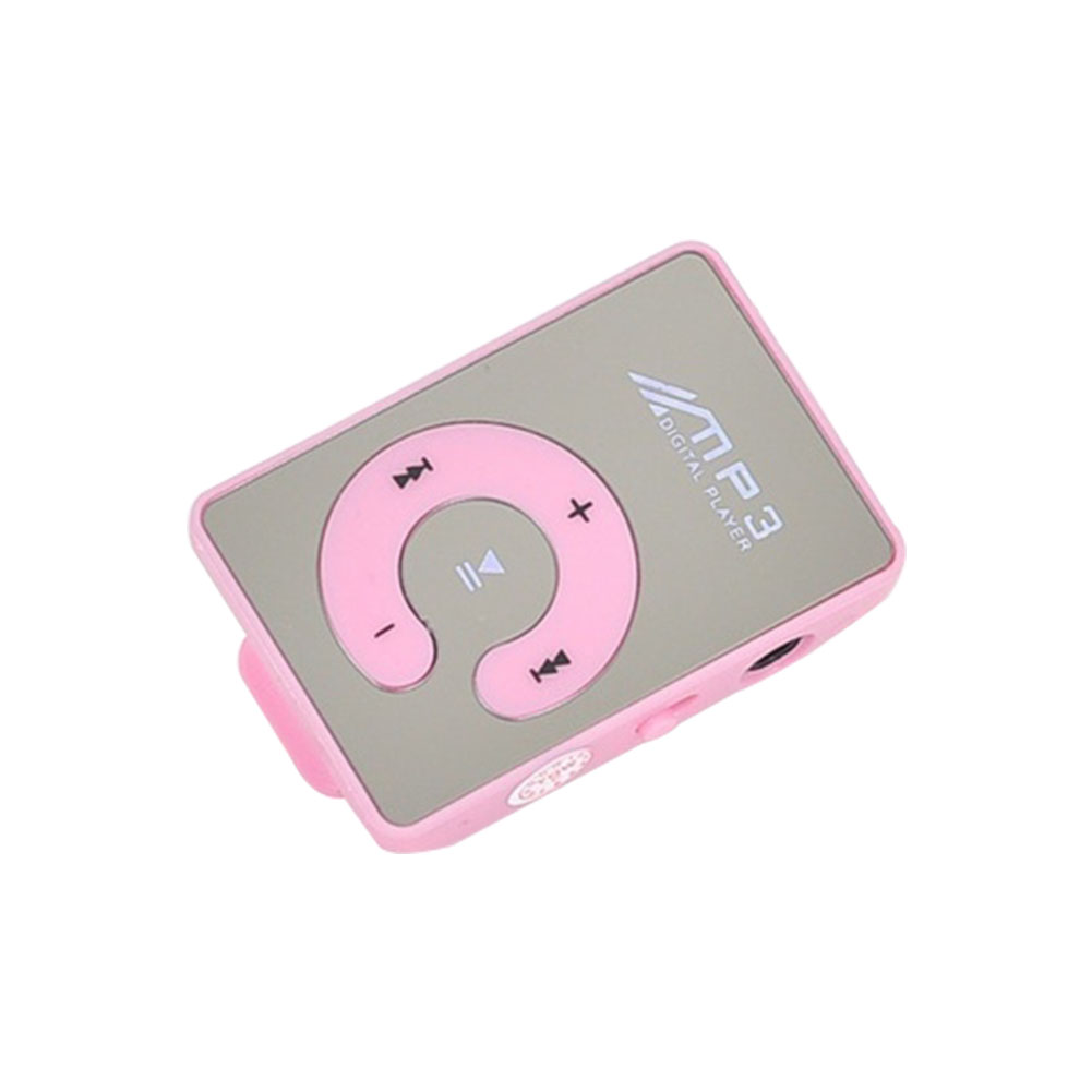 Miroir Mini lecteur MP3 TF carte Portable étanche numérique sport musique C bouton Clip numérique lecteur de musique USB1.1/2.0: Rose