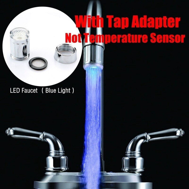 7 färg vattenkran glöd dusch led kran ljus munstycke kök kran huvud med temperatur sensor led färgglad glöd kran ljus