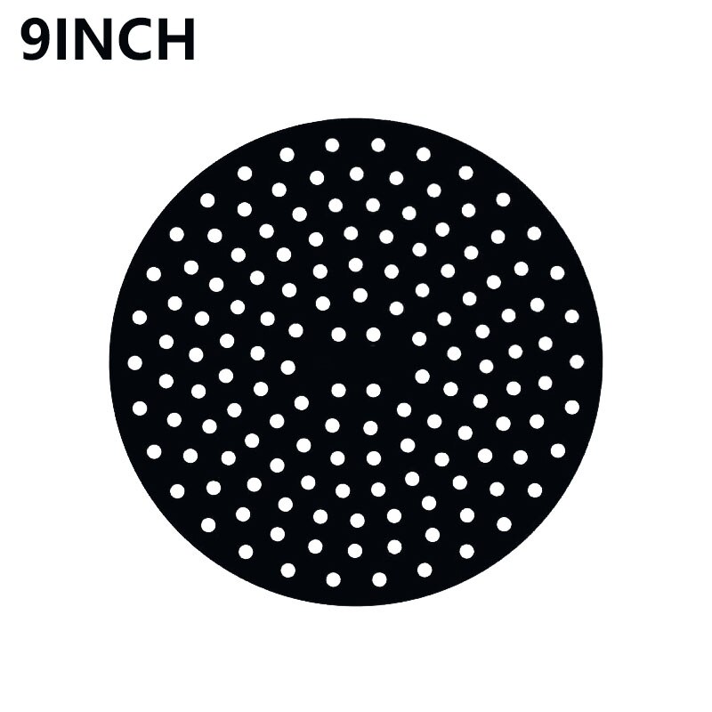Reusable 1pc Air Fryer Square Baking Pads Food Grade Silicone Square Baking Tools Silicone Oil Mats Bun Cake Grilled Saucer: Round black-9 inch