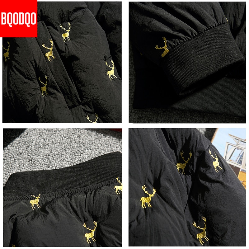 Japansk jakke menn vinter parka hjort broderi termisk hip hop jakker for menn store szie merke baseball krage kåpe
