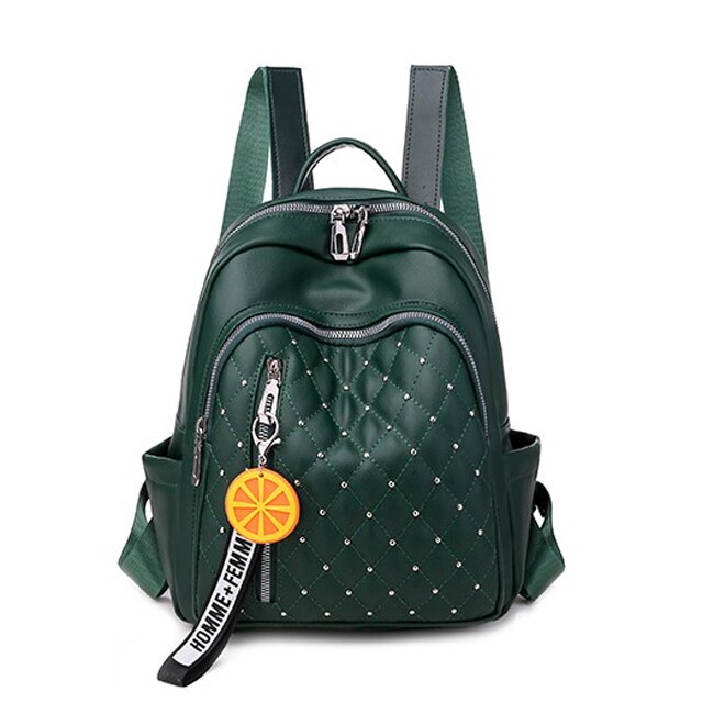 Vrouwen Lederen Rugzakken Vrouwelijke Vintage Rugzak Voor Meisjes Schooltas Reizen Rugzak Dames Sac A Dos Terug pack: green