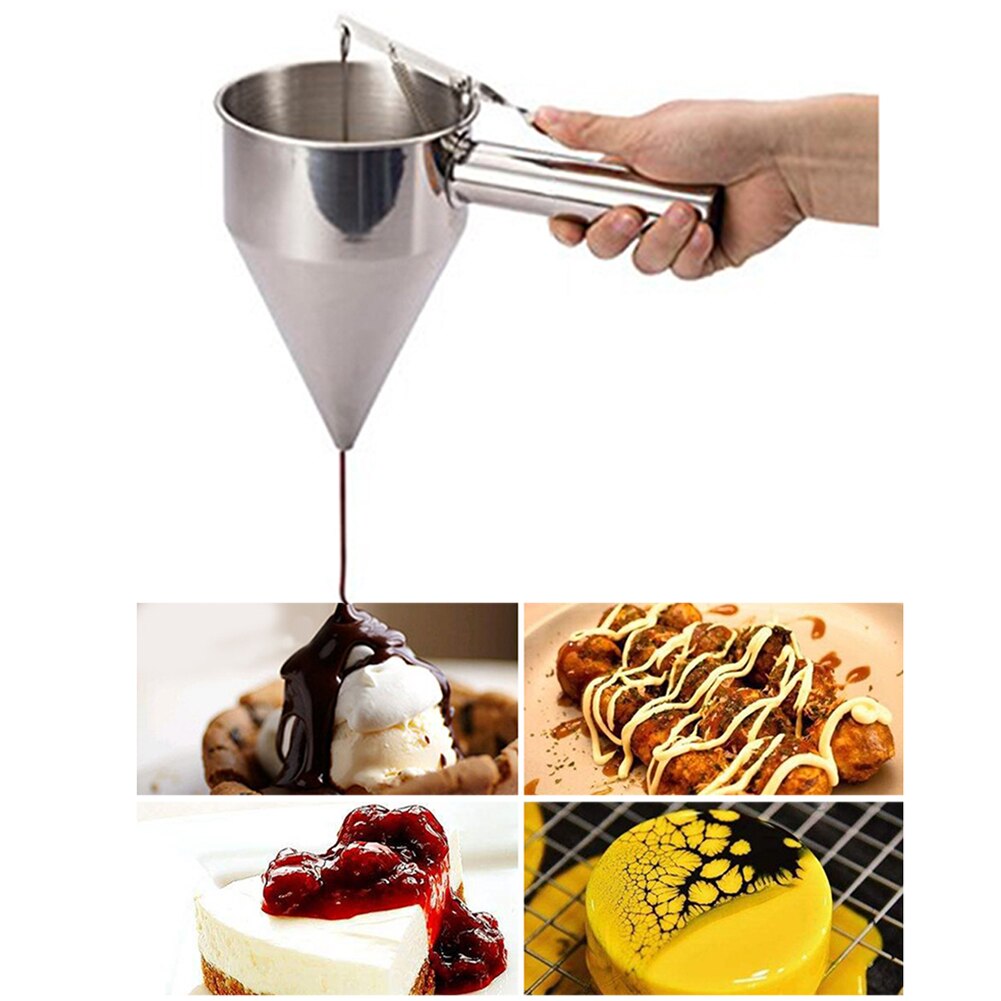 Pancake Batter Dispenser Rvs Handheld Roeren Beslag Separator Bakken Cupcakes Separator Maatbeker 1 Pc