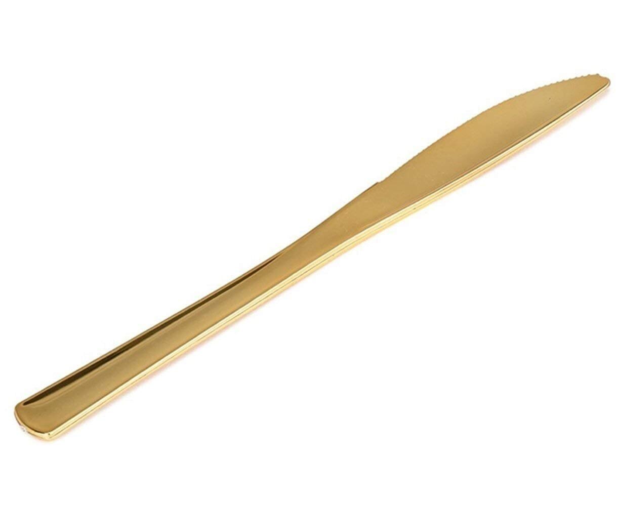 Gold Plastic Knives Disposable Cutlery, Heavy Duty Flatware, Plastic