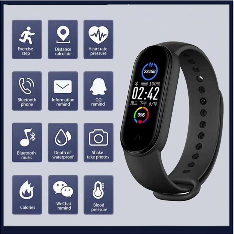 M5 Clever Band Fitness Tracker Clever Uhr Smarthwatch Armbinde Herz Bewertung Blutdruck Smartband Monitor Gesundheit Armbinde