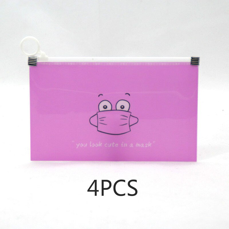 Bolsa para guardar Mascarillas a la , caja de almacenamiento portátil, a prueba de polvo, con tarjetero, 1/4/8 Uds.: Pink 4PCS