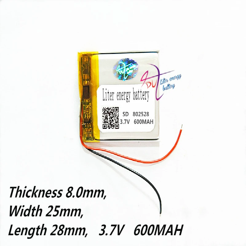 lithium polymer battery 802528 3.7V 600MAH digital products navigation GPS Rechargeable Li-ion Cell