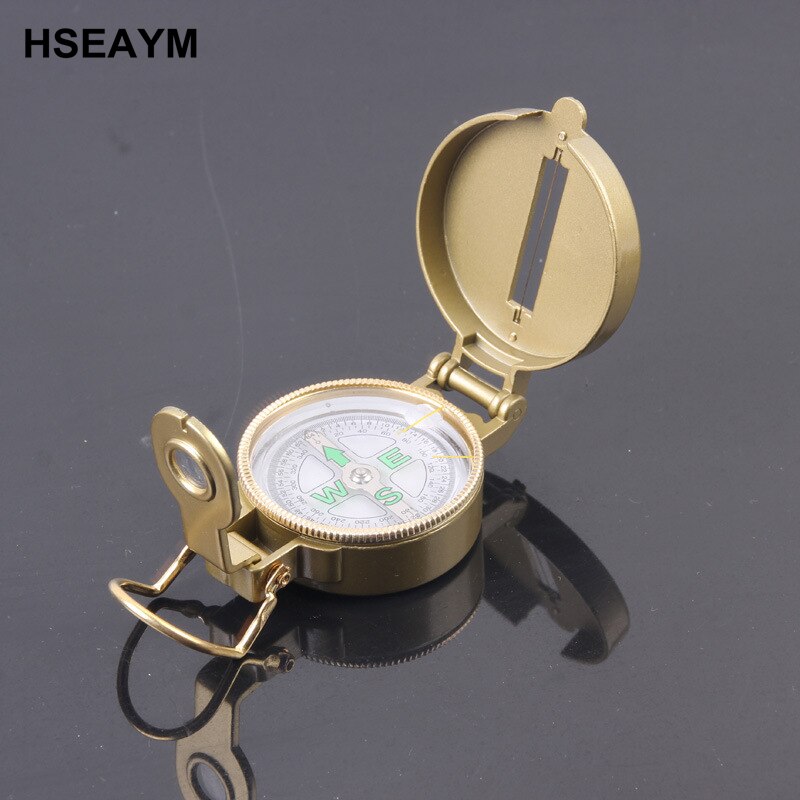 HSEAYM High-grade Golden Aluminum Alloy American Compass Pointing Guide Portable Handheld Compass DC45-3A