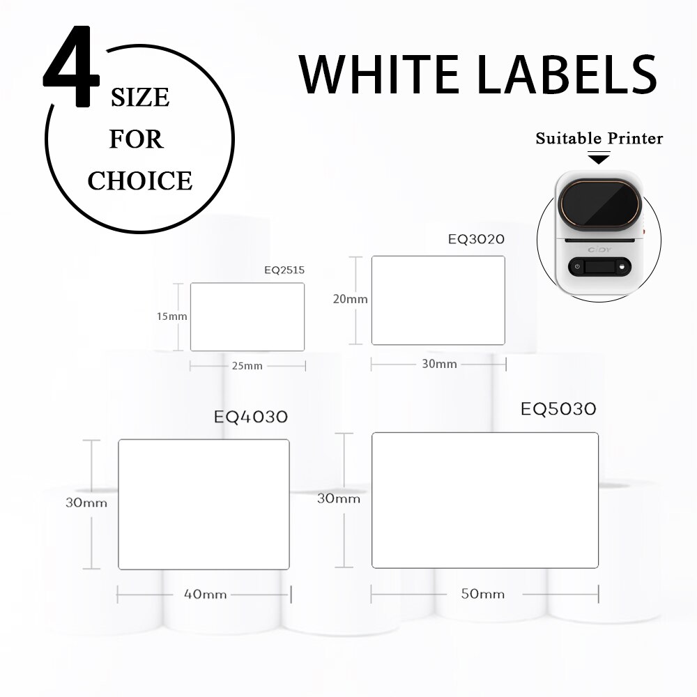 1Rolls White Thermal Label Roll 50*30mm EQ5030 Typeable Washi Tape thermal label paper for EQ11 mini thermal label printer