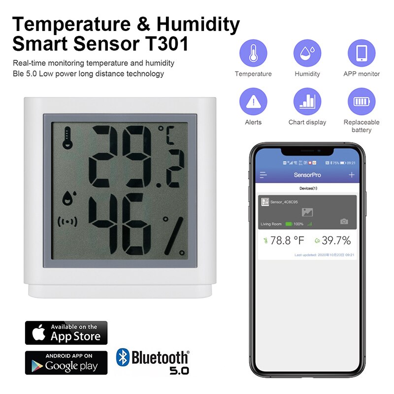 5 stk mini smart home digital lcd temperatursensor fugtighedsmåler termometer hygrometer gauge bluetooth trådløse termometre