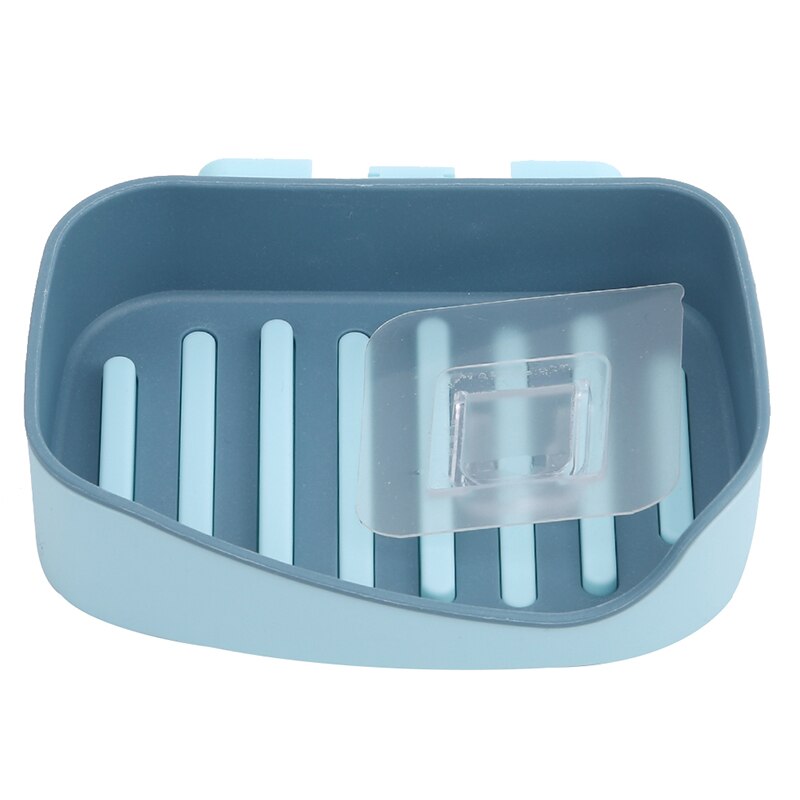 Soap Holder Suction Cup Soap Dish Drain Bathroom Storage Box Free Punching Plastic Wall Hanging Paste Tray Bathroom Accessories: blue