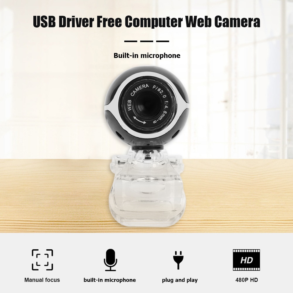USB Web Camera HD Webcam with Microphone Clear Base Small Office Caring Computer Supplies for Windows 10 8 7 XP PC
