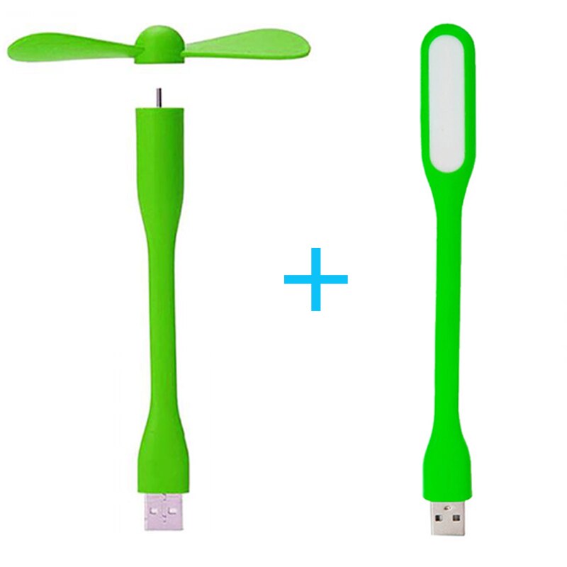 Flexibele Draagbare Verwijderbare Usb Mini Ventilator En Usb Led Licht Lamp Voor Alle Voeding Usb-uitgang Usb gadgets: green