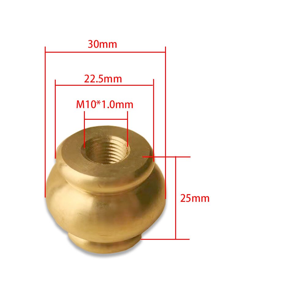 Internal Tooth M10 Brass Drum Connector 30 * 25MM Crystal Table Lamp Floor Lamp Decorative Parts Pitch 1.0mm Connecting Rod