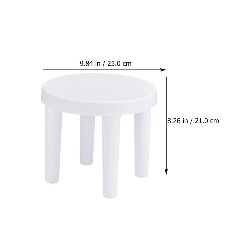 1PC Plastic Small Low Stool Bathroom Anti-slip Round Stool (White)