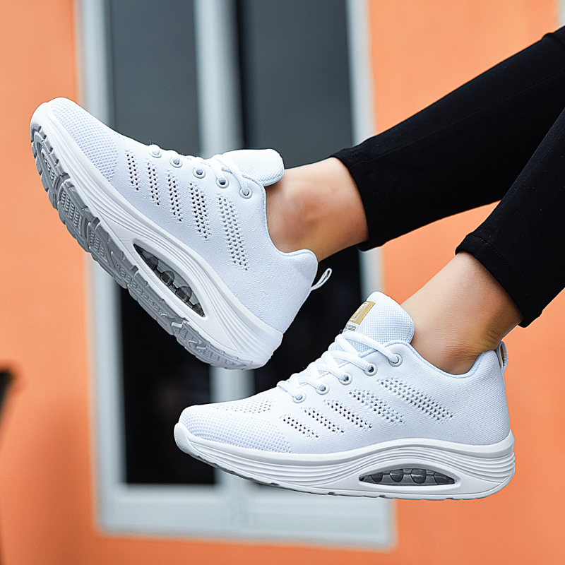 Arrivals sport shoes woman air Mesh Women Sport Walking Shape-ups shoes Beautiful Sneakers women Sneaker: White / 10