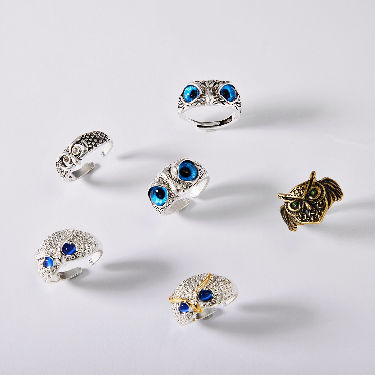 Jahrgang Niedlichen Blauen Augen Eule Ring Für Männer Frauen Offene Ringe Silber Farbe Engagement Hochzeit Paar Ring Schmuck