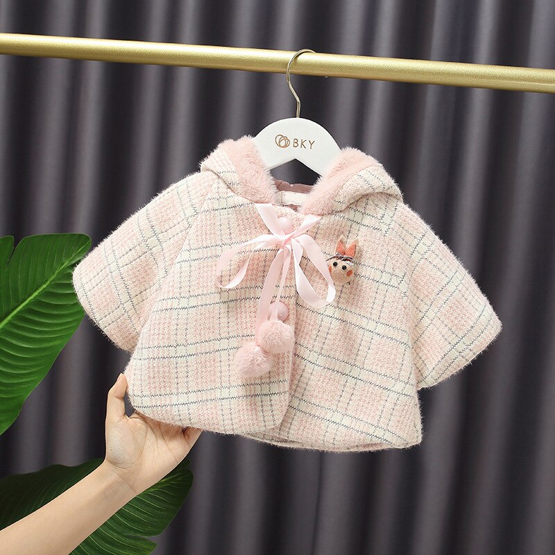 Baby Mädchen Süße Schal Gepolsterte Kapuze Mantel Winter Süße Plaid Nette Strickjacke freundlicher: 3T