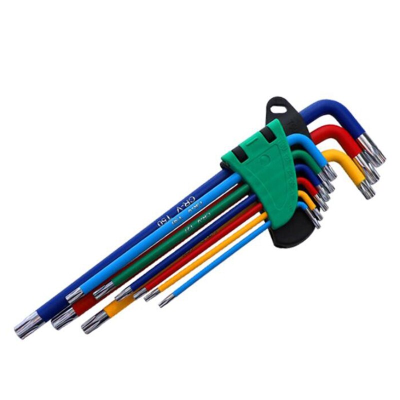 9 stuks schroevendraaier torx sleutelset kleurcodering slijtvaste anti-corrosie sleutelsets torx stersleutel