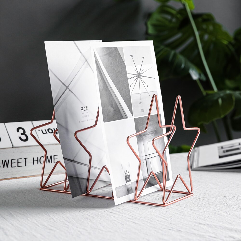 1pc Book Rack Desktop Star Bookshelf Magazine Storage Shelf for Office Home