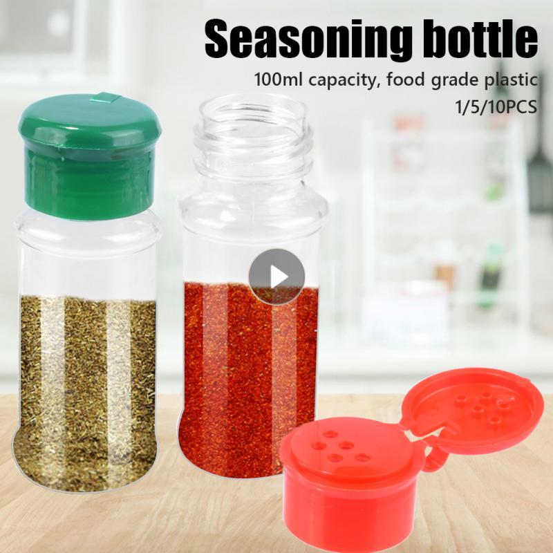 100Ml Kruiden Pot Transparant Zout Peper Spice Blikjes Plastic Fles Container Keuken Barbecue Smaak Fles Spice Accessoires