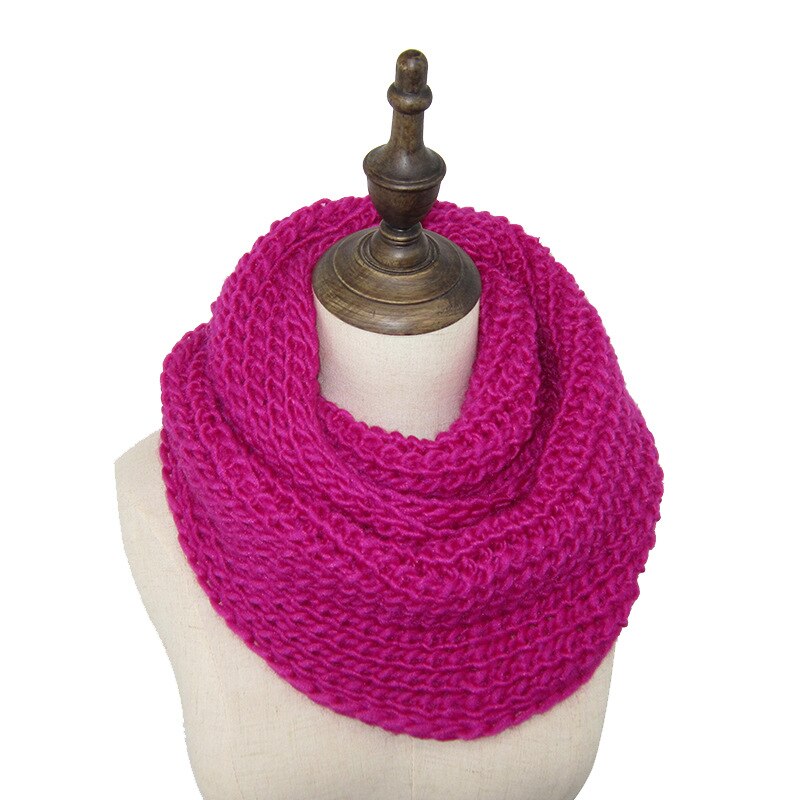 Solid Knitted Snood Winter Basic Infinity Scarf Ring for Women