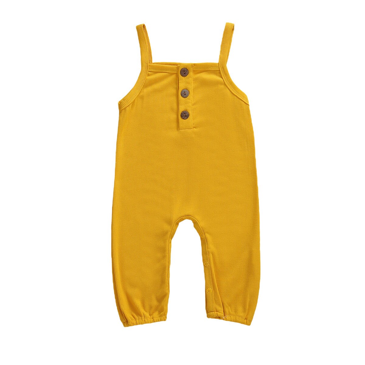 Bambino del bambino Infantile Del Bambino Delle Ragazze Dei Ragazzi Vestiti Senza Maniche A Coste Pagliaccetto Tuta Tuta di Estate di Un Pezzo Solido Abiti di Cotone: Giallo / 6m