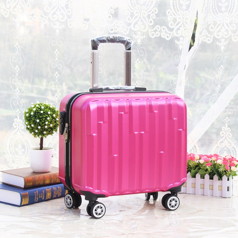 Mute Universele Wiel Kofferbak Mini Cabine Unisex Kleine Trolley Case Wachtwoord Koffer 18 Inches Trolley Abs Hars: rose Red