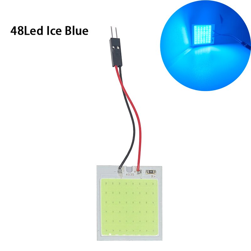 2/4/10 Uds accesorios de Interior de coche 18/24/48 SMD T10 4W 12V COB Panel Interior de coche luces LED bombilla de lámpara luz de techo de coche Panel de coche: Verde / 3.000 K