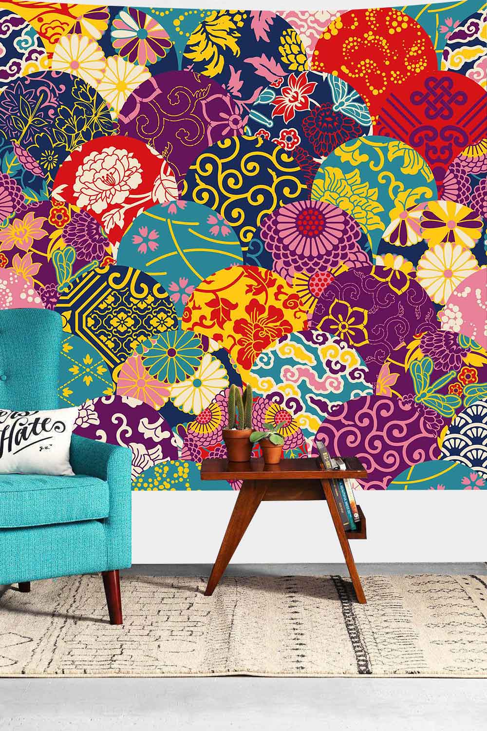 Simsant Mandala Tapestry Hippie Bohemian Galaxy Psychedelische Bloem Muur Opknoping Wandtapijten Voor Woonkamer Slaapkamer Home Decor: GT2TSILS226