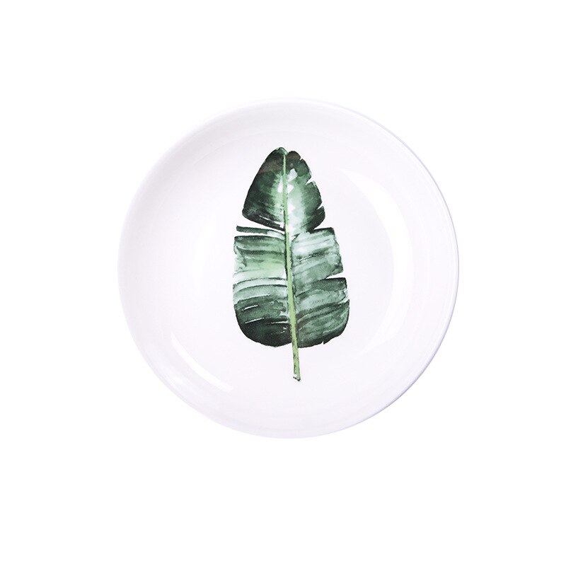 Nordisk stil planter mønster middag tallerkener hjem indretning mad retter ins bordservice keramisk blad plade hjem frugt skål: B