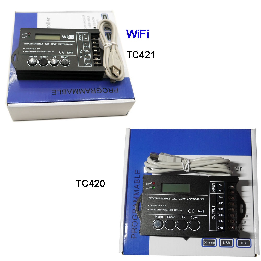 Programmerbar tid programmerbar rgb led controller dc12v/24v 5 kanal total output 20a fælles anode tc420/tc421