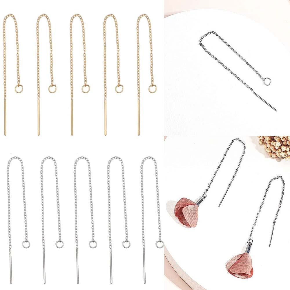 10 Uds. De hilo para pendientes de gota de acero inoxidable de 60/80/100mm para manualidades, alambre para pendientes con borlas hipoalergénicas, suministros de joyería, accesorios